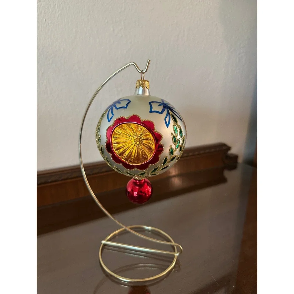 1994 Christopher Radko Epiphany Ball 6'' Triple Reflector Ornament Red 94-211-0